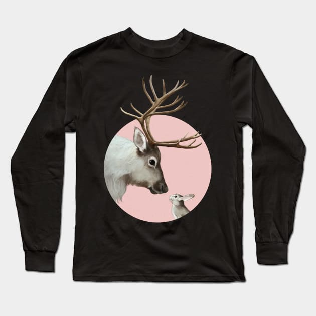 Raindeer and Rabbit Long Sleeve T-Shirt by LauraGraves